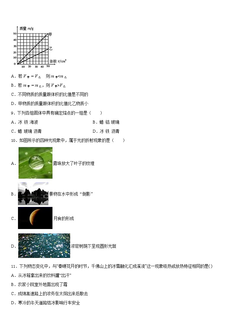 南京市联合体2023-2024学年八年级物理第一学期期末达标测试试题含答案第3页
