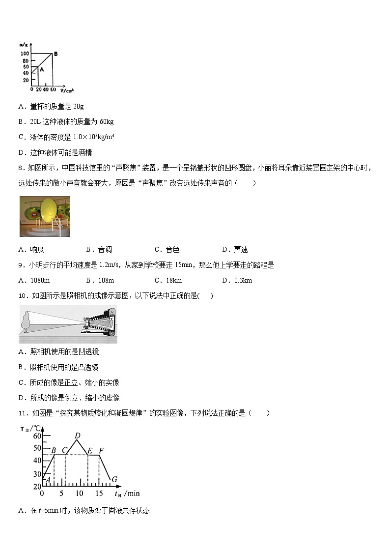 厦门市重点中学2023-2024学年物理八上期末质量检测试题含答案第3页