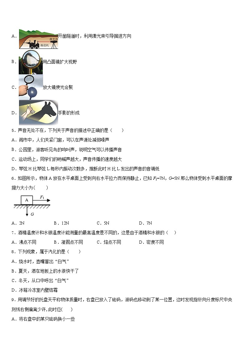 吉林省辉南县第四中学2023-2024学年八年级物理第一学期期末质量跟踪监视模拟试题含答案第2页