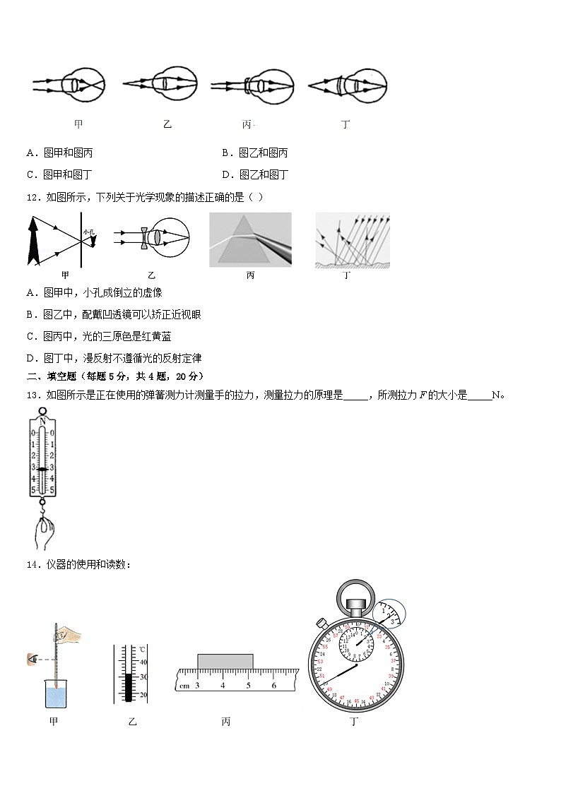 吉林省长春农安县联考2023-2024学年物理八上期末综合测试模拟试题含答案第3页