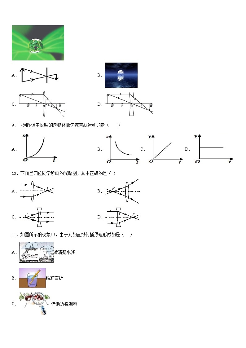 四川成都市武侯區(qū)西蜀實驗學校2023-2024學年八年級物理第一學期期末質(zhì)量跟蹤監(jiān)視試題含答案第3頁