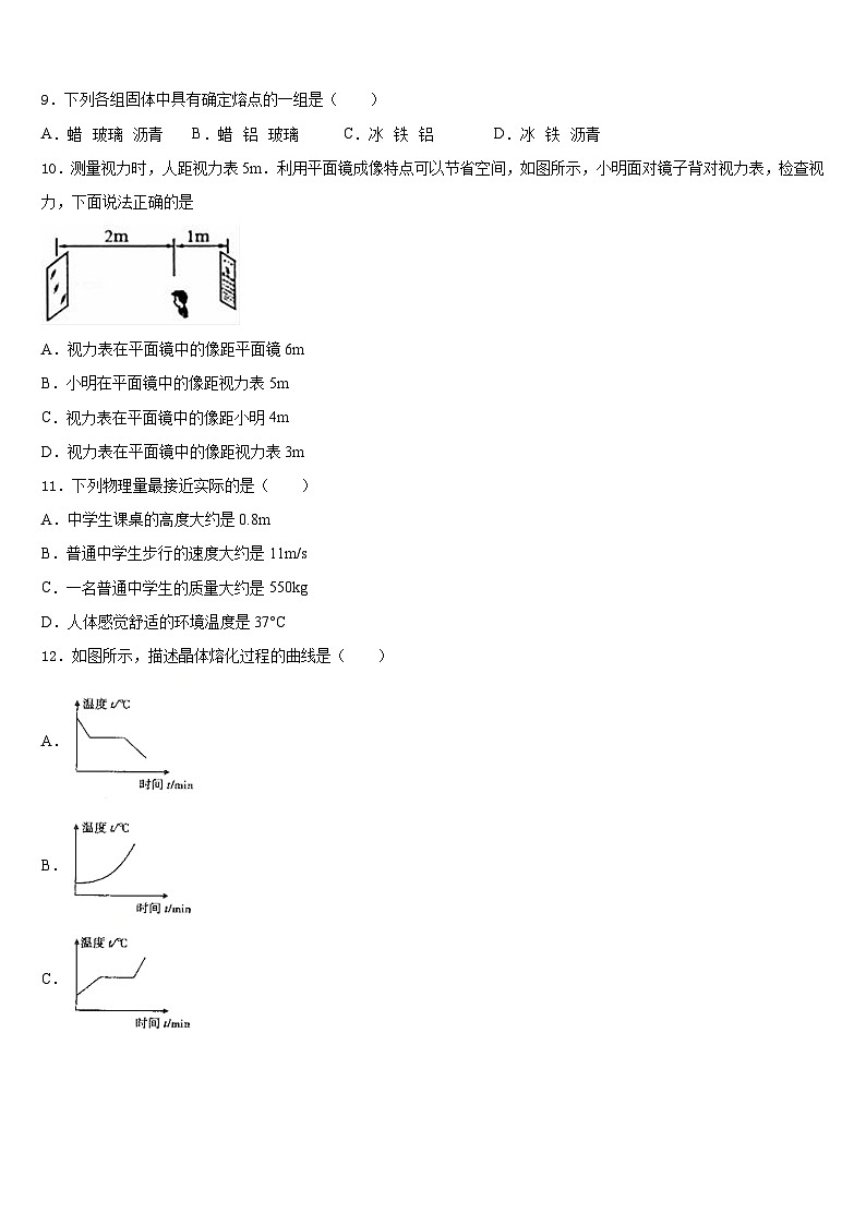 四川省乐山市实验中学2023-2024学年八上物理期末质量跟踪监视模拟试题含答案第3页