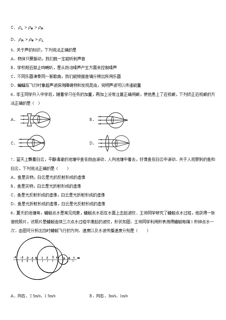 四川成都锦江区2023-2024学年八年级物理第一学期期末质量跟踪监视模拟试题含答案02