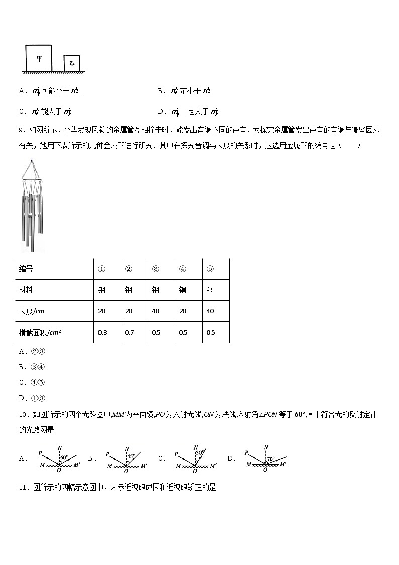 四川省乐山第七中学2023-2024学年八上物理期末质量检测模拟试题含答案第3页