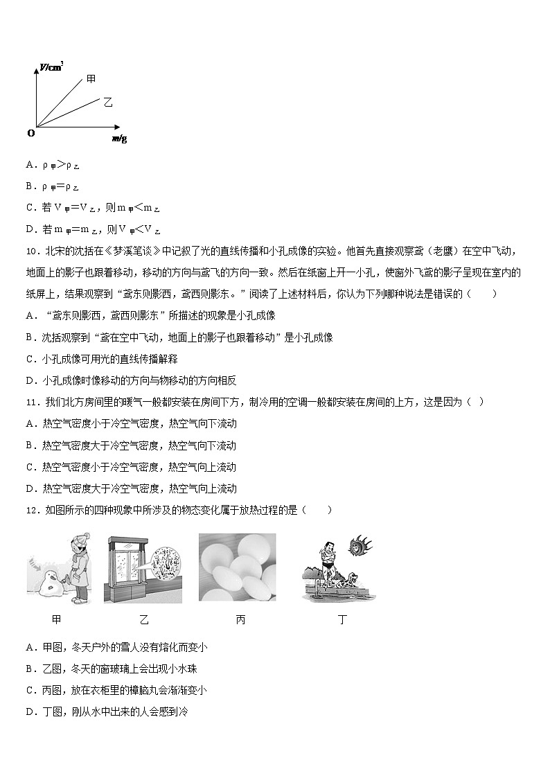 四川省南充市阆中学2023-2024学年八上物理期末教学质量检测试题含答案03