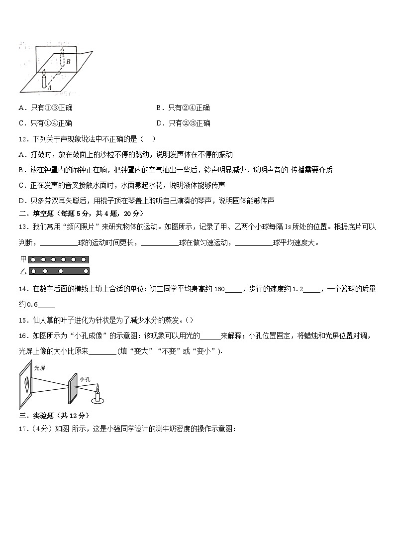 四川省南充市蓬安县2023-2024学年八年级物理第一学期期末学业质量监测试题含答案第3页