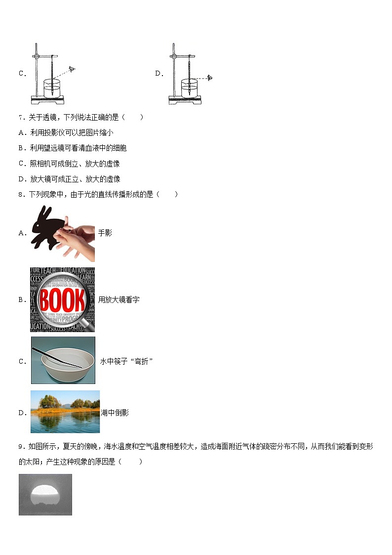 四川省广元市剑州中学2023-2024学年物理八上期末检测模拟试题含答案第3页