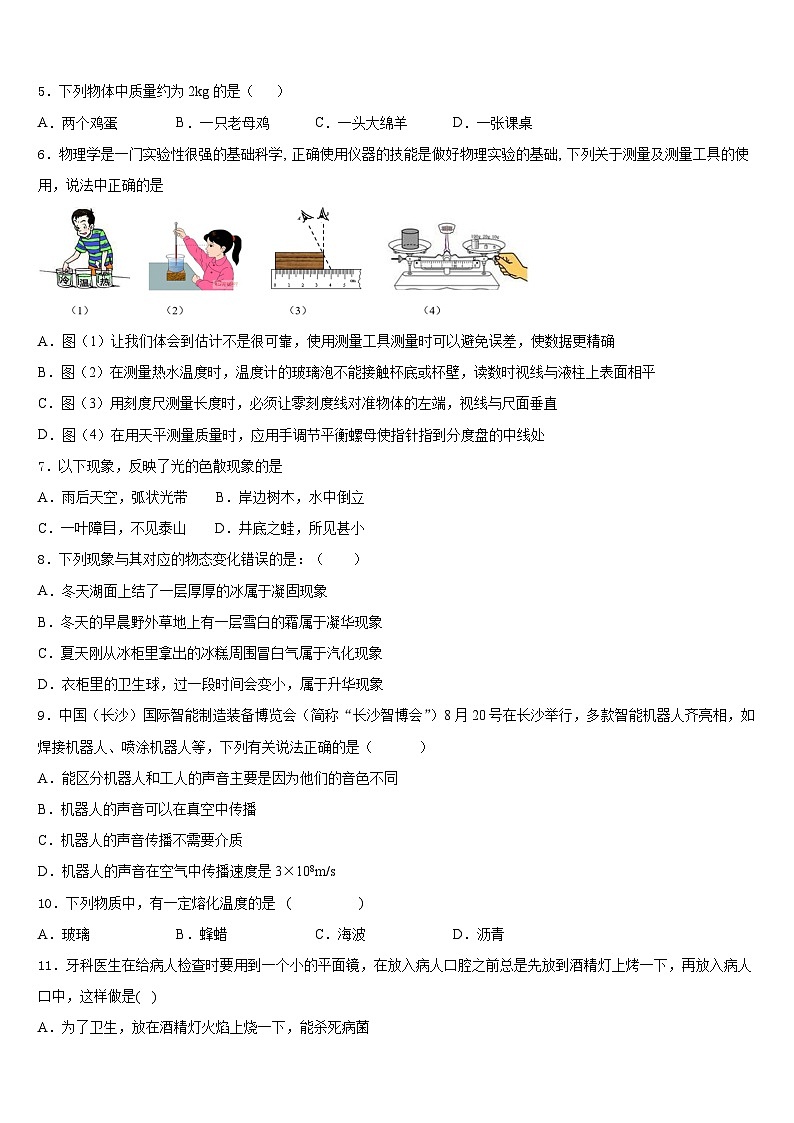 四川省宜宾市南溪区三中学2023-2024学年物理八年级第一学期期末统考模拟试题含答案第2页