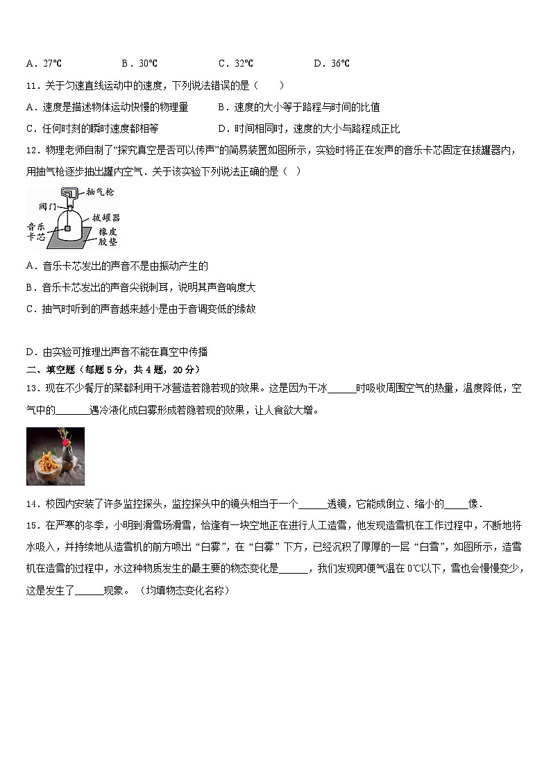 天津一中學(xué)2023-2024學(xué)年八上物理期末質(zhì)量跟蹤監(jiān)視模擬試題含答案第3頁