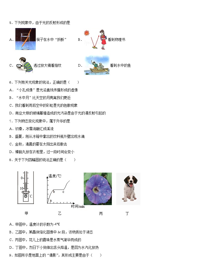 天津市南開區(qū)翔宇學校2023-2024學年八年級物理第一學期期末達標檢測模擬試題含答案第2頁