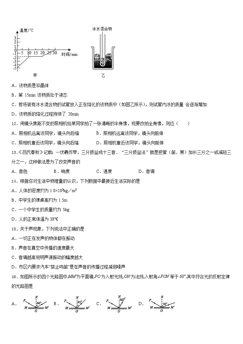 天津市河北區(qū)扶輪中學2023-2024學年物理八上期末質量跟蹤監(jiān)視試題含答案第3頁