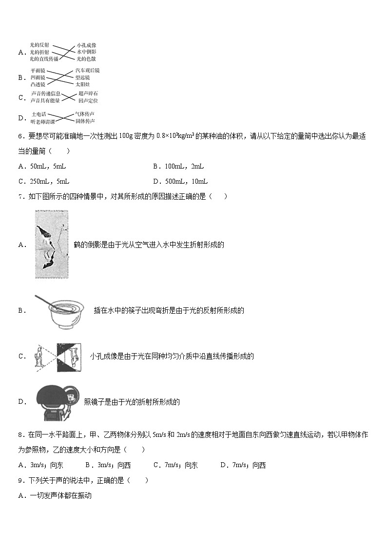 寧夏省2023-2024學年八上物理期末達標檢測模擬試題含答案第2頁