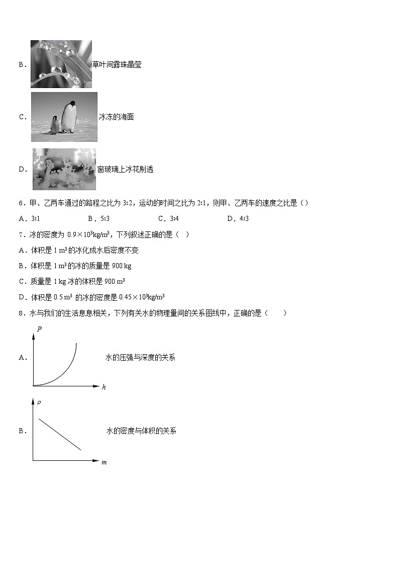 安徽省六安市三校2023-2024学年物理八上期末统考试题含答案02