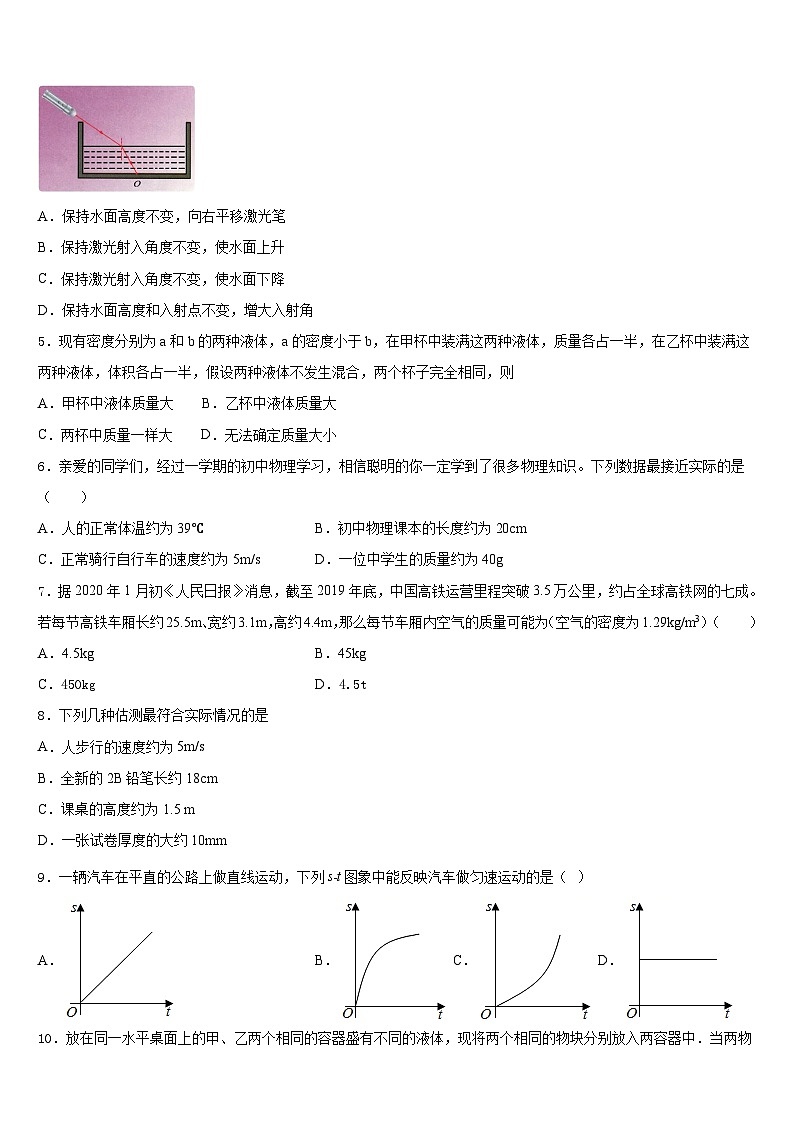 安徽省蚌埠市局属学校2023-2024学年八年级物理第一学期期末综合测试模拟试题含答案第2页