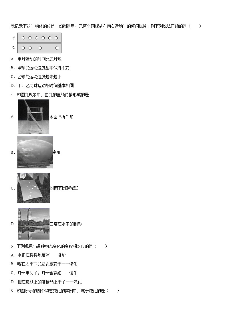 山东省临沂平邑县联考2023-2024学年八上物理期末质量检测模拟试题含答案第2页