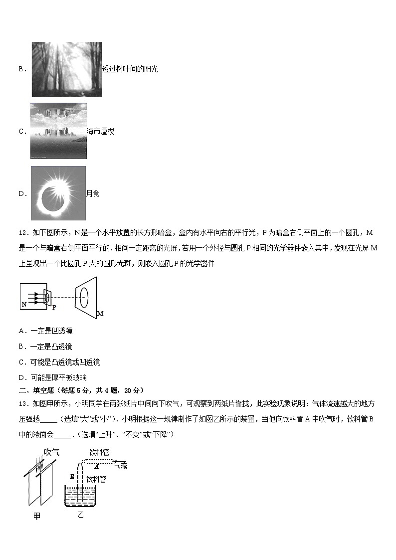 山东省定陶县2023-2024学年物理八年级第一学期期末综合测试试题含答案第3页