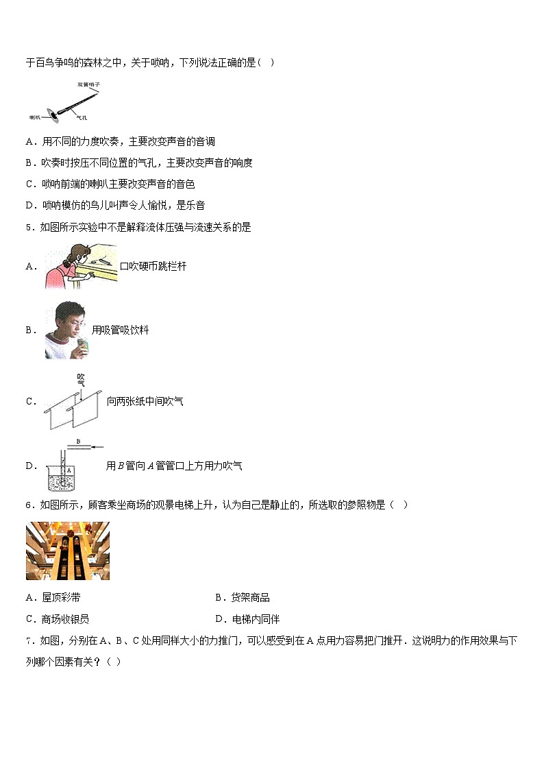 山东省枣庄市滕州市滕州育才中学2023-2024学年八上物理期末监测模拟试题含答案第2页