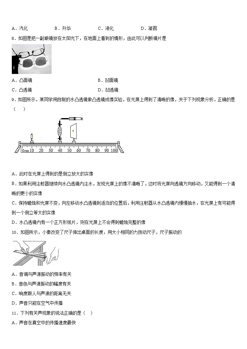 山东省滨州市滨城区2023-2024学年物理八上期末学业质量监测模拟试题含答案第3页