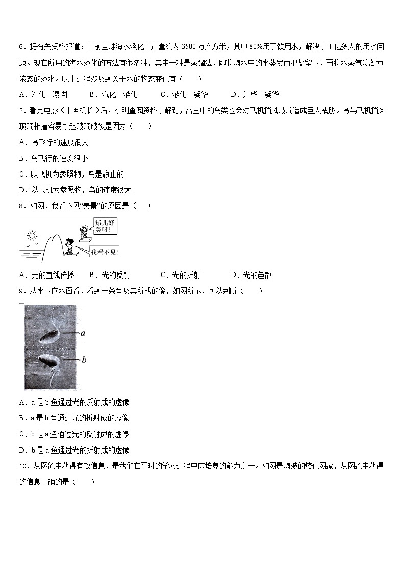 山东省菏泽2023-2024学年八年级物理第一学期期末质量检测模拟试题含答案第2页