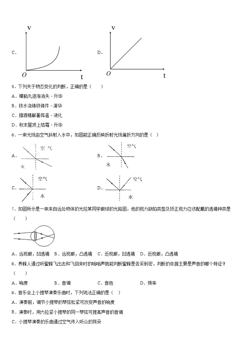 山西省吕梁市2023-2024学年物理八年级第一学期期末质量跟踪监视试题含答案第2页