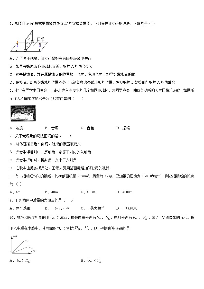 山西農(nóng)業(yè)大學(xué)附屬學(xué)校2023-2024學(xué)年物理八上期末學(xué)業(yè)質(zhì)量監(jiān)測(cè)試題含答案第2頁(yè)