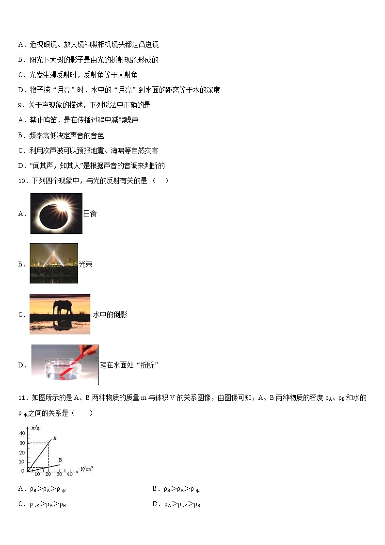 广东省汕头潮阳区五校联考2023-2024学年八上物理期末联考模拟试题含答案03