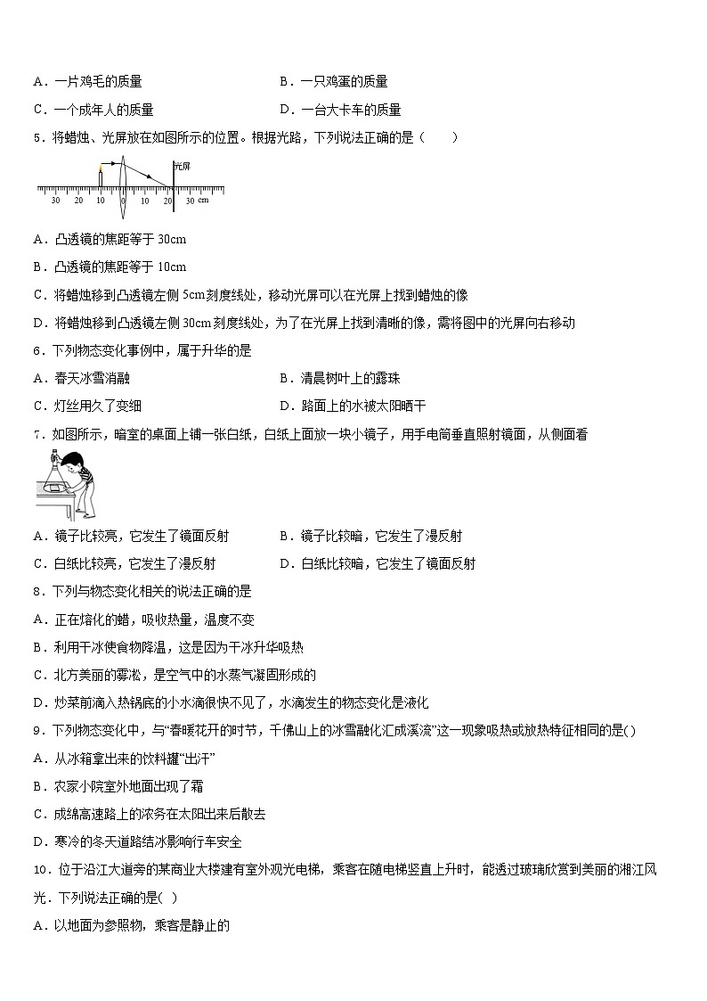 广东省深圳市南山区实验教育集团2023-2024学年八年级物理第一学期期末检测模拟试题含答案第2页
