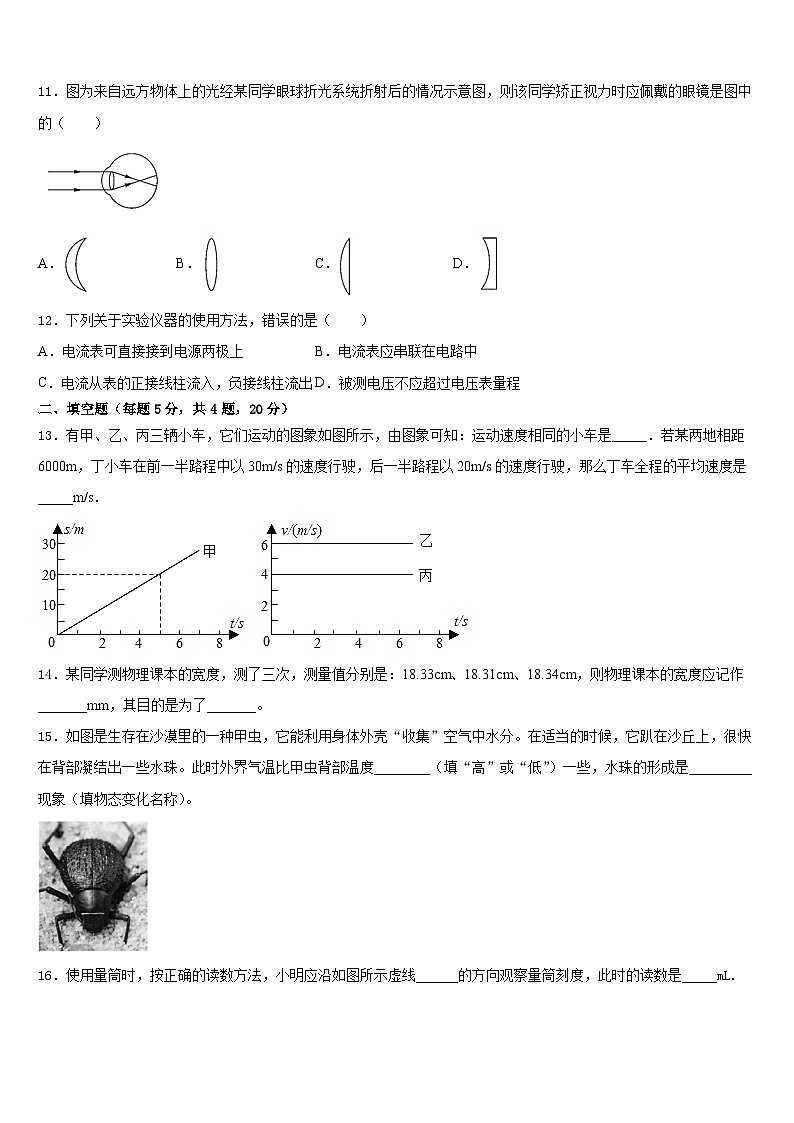 广东省清远市英德市2023-2024学年八年级物理第一学期期末质量检测模拟试题含答案03