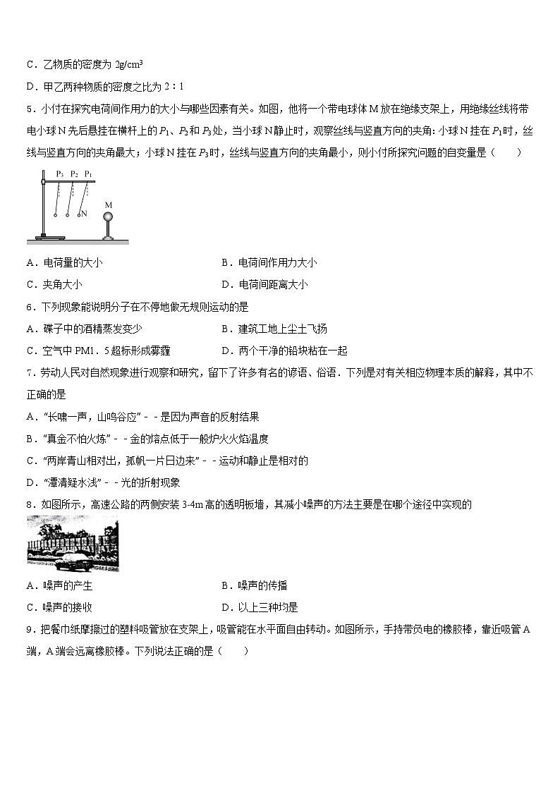广东省肇庆市名校2023-2024学年八上物理期末质量检测试题含答案02