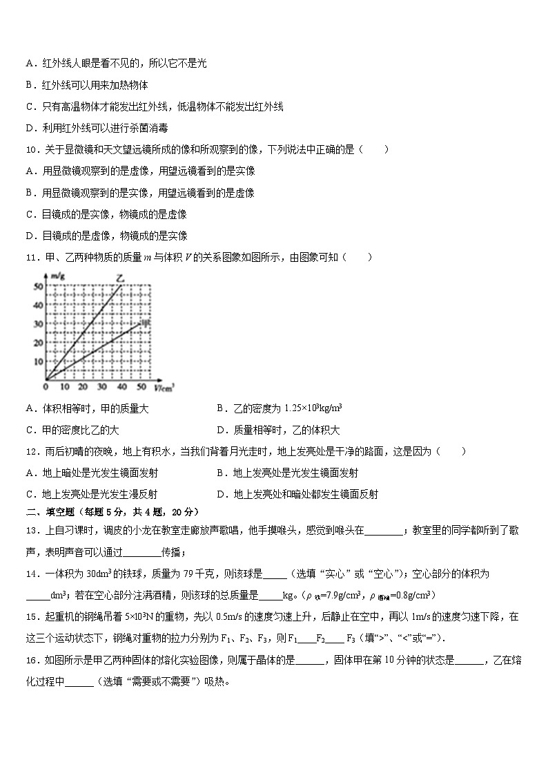 广西百色市2023-2024学年物理八上期末经典试题含答案03