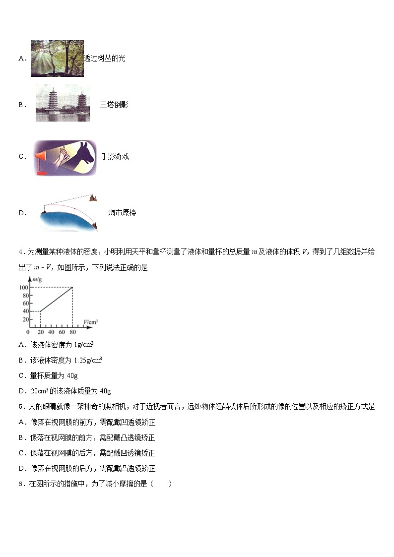 广西百色市右江区2023-2024学年八上物理期末考试试题含答案02