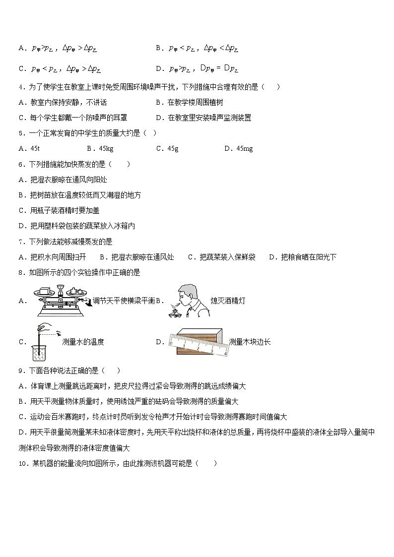 广西省河池市名校2023-2024学年八上物理期末检测模拟试题含答案02