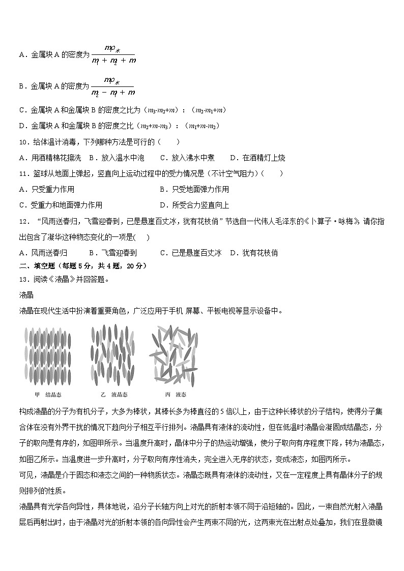 廣西陸川縣2023-2024學(xué)年八年級物理第一學(xué)期期末質(zhì)量跟蹤監(jiān)視試題含答案第3頁
