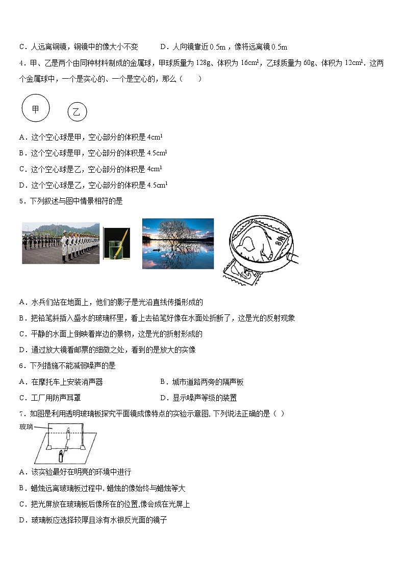 江苏省南京市扬子第一中学2023-2024学年物理八上期末达标测试试题含答案02