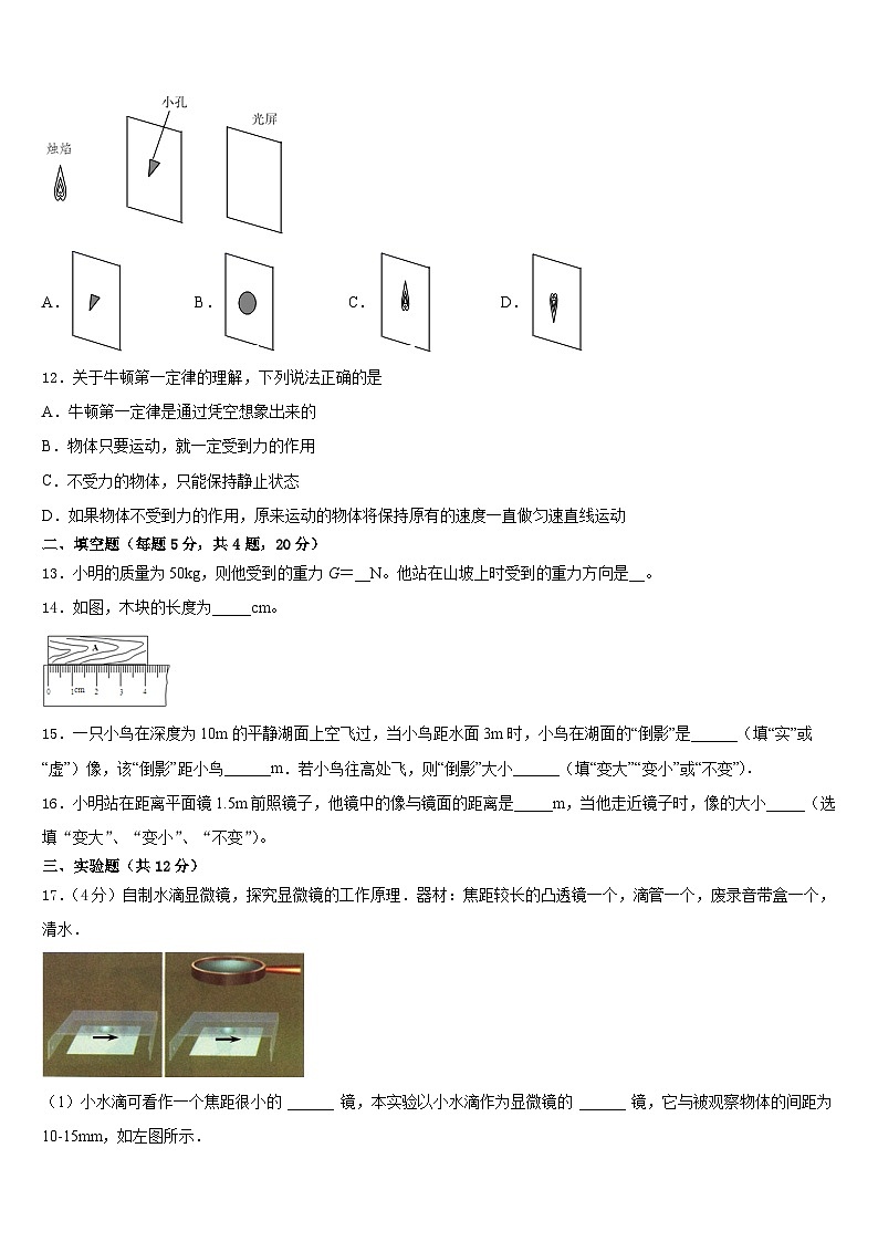江苏省南京市致远中学2023-2024学年物理八年级第一学期期末达标检测模拟试题含答案03