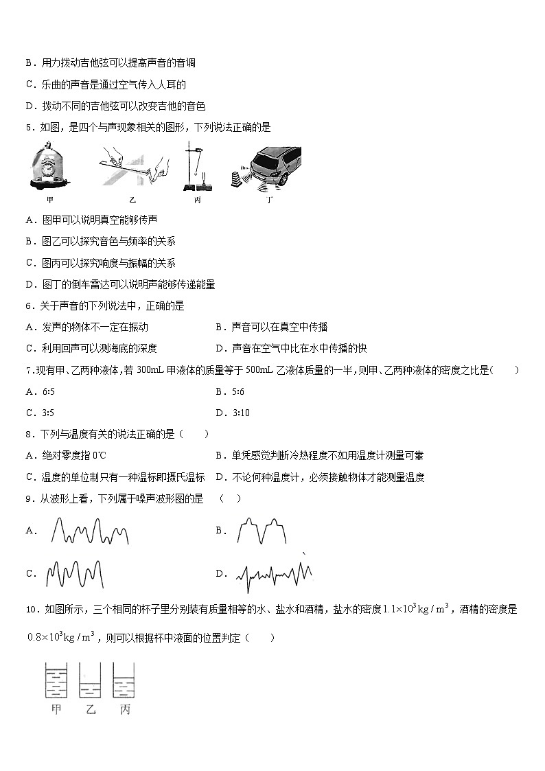 江蘇省常州市七校2023-2024學(xué)年八上物理期末統(tǒng)考試題含答案第2頁