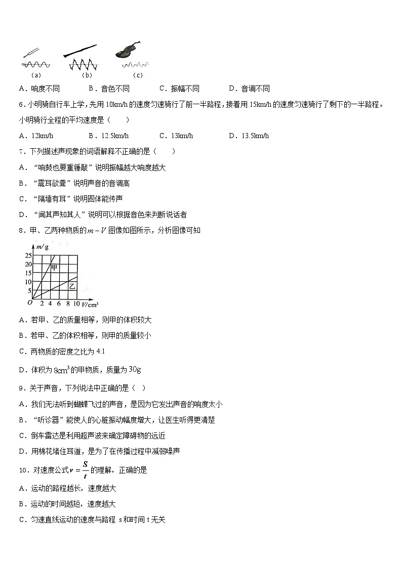 江苏省江阴市2023-2024学年物理八年级第一学期期末达标测试试题含答案第2页