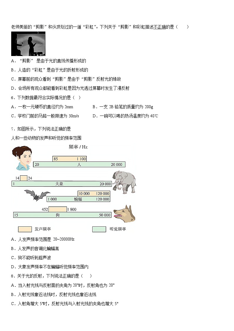 江苏省沭阳县2023-2024学年物理八上期末考试试题含答案第2页