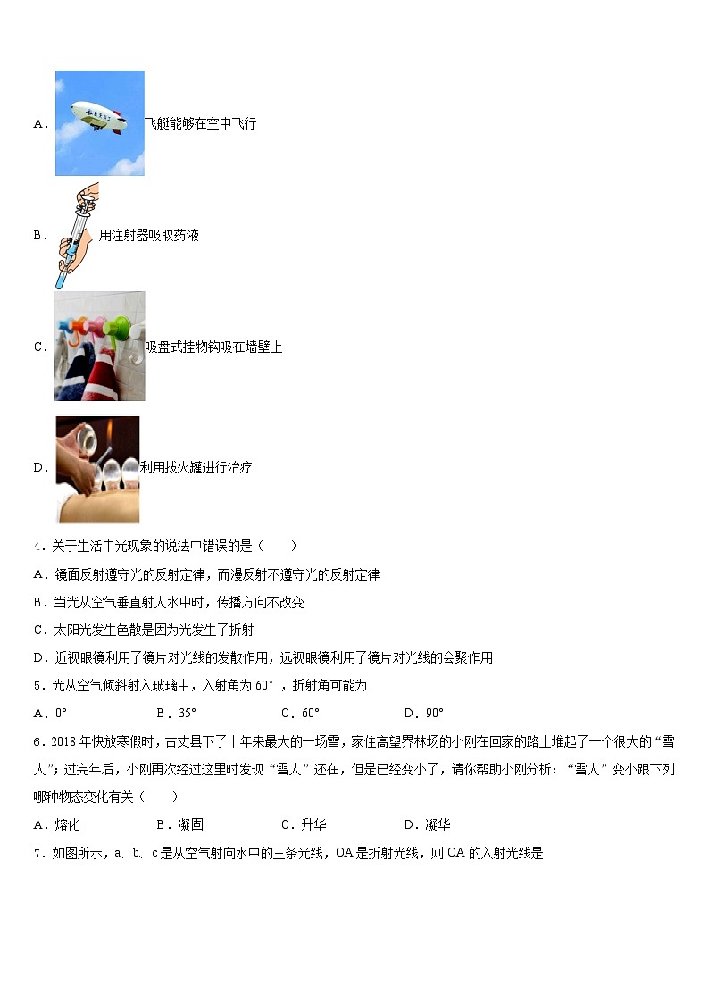 江苏省泰州市民兴实验中学2023-2024学年八上物理期末联考试题含答案第2页