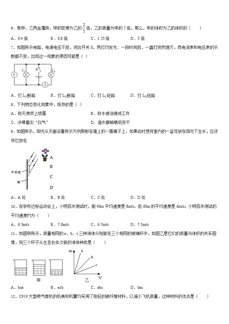 江苏省苏州地区学校2023-2024学年八上物理期末达标检测模拟试题含答案第2页