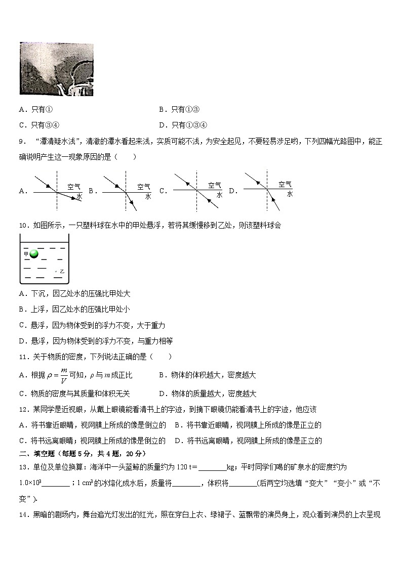 江苏省盐城市龙冈共同体2023-2024学年物理八上期末达标检测试题含答案第3页