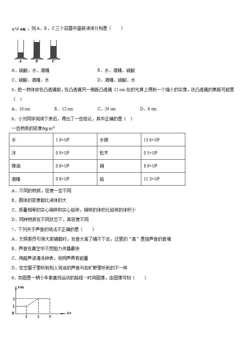 江苏省苏州市高新区2023-2024学年八上物理期末统考试题含答案第2页