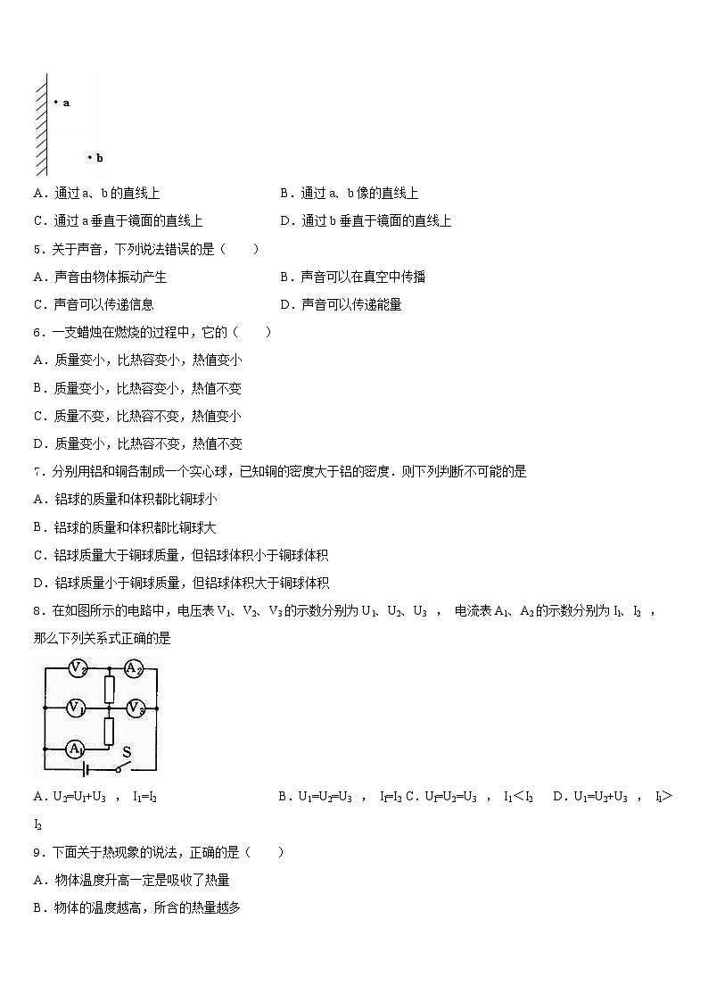 河北省石家庄市藁城区2023-2024学年八年级物理第一学期期末调研模拟试题含答案02