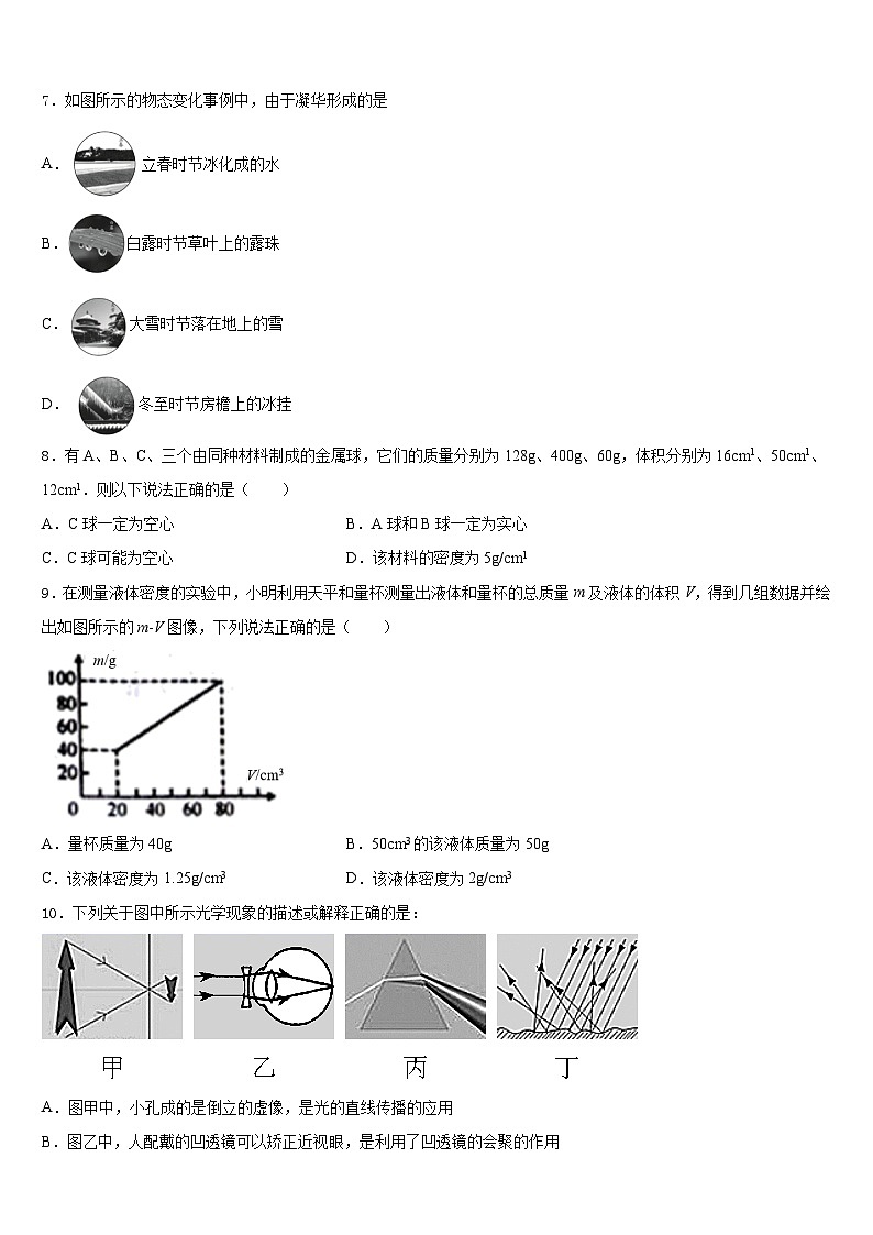 河南省沈丘县2023-2024学年物理八年级第一学期期末经典模拟试题含答案第3页