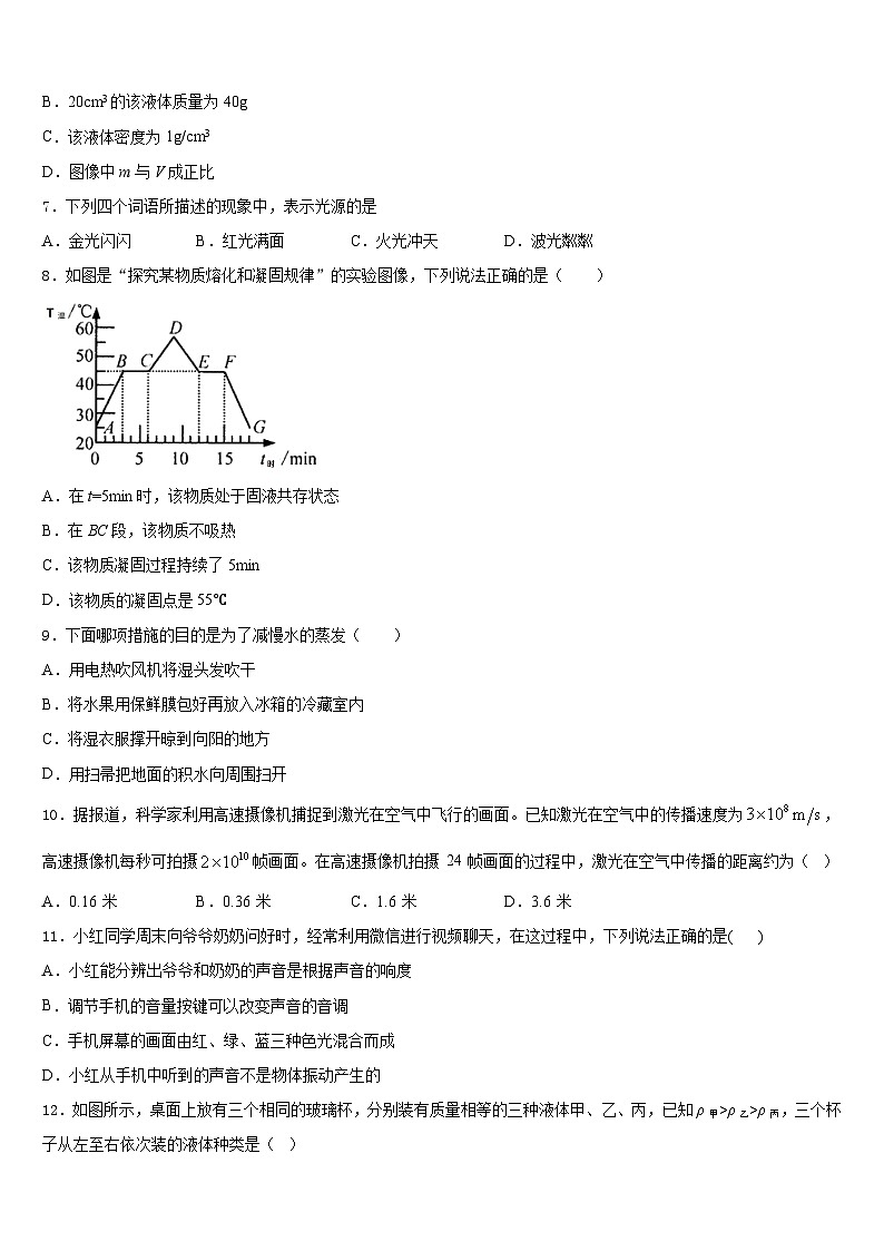 山东省临沂市费县2023-2024学年物理八年级第一学期期末学业水平测试试题含答案第3页