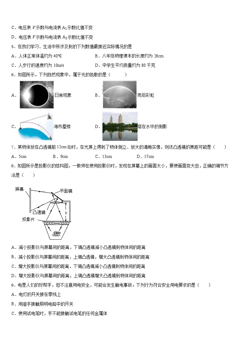 山东省沾化县2023-2024学年八年级物理第一学期期末学业水平测试模拟试题含答案第2页