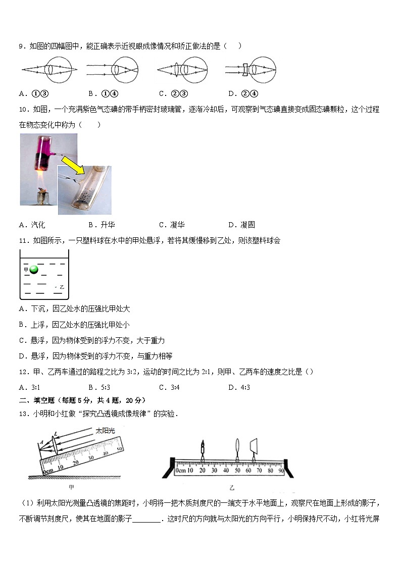 山东省莱城区刘仲莹中学2023-2024学年八上物理期末学业水平测试模拟试题含答案第3页
