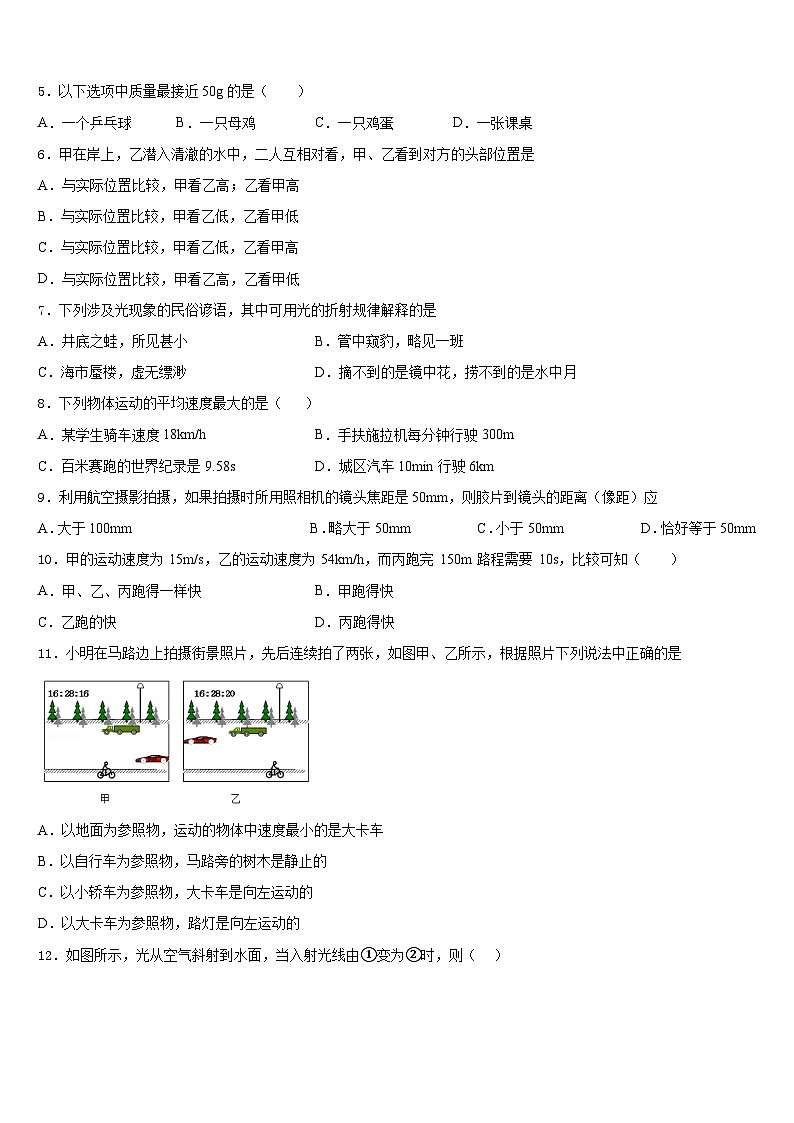 广东省珠海市九洲中学2023-2024学年八年级物理第一学期期末学业水平测试试题含答案第2页