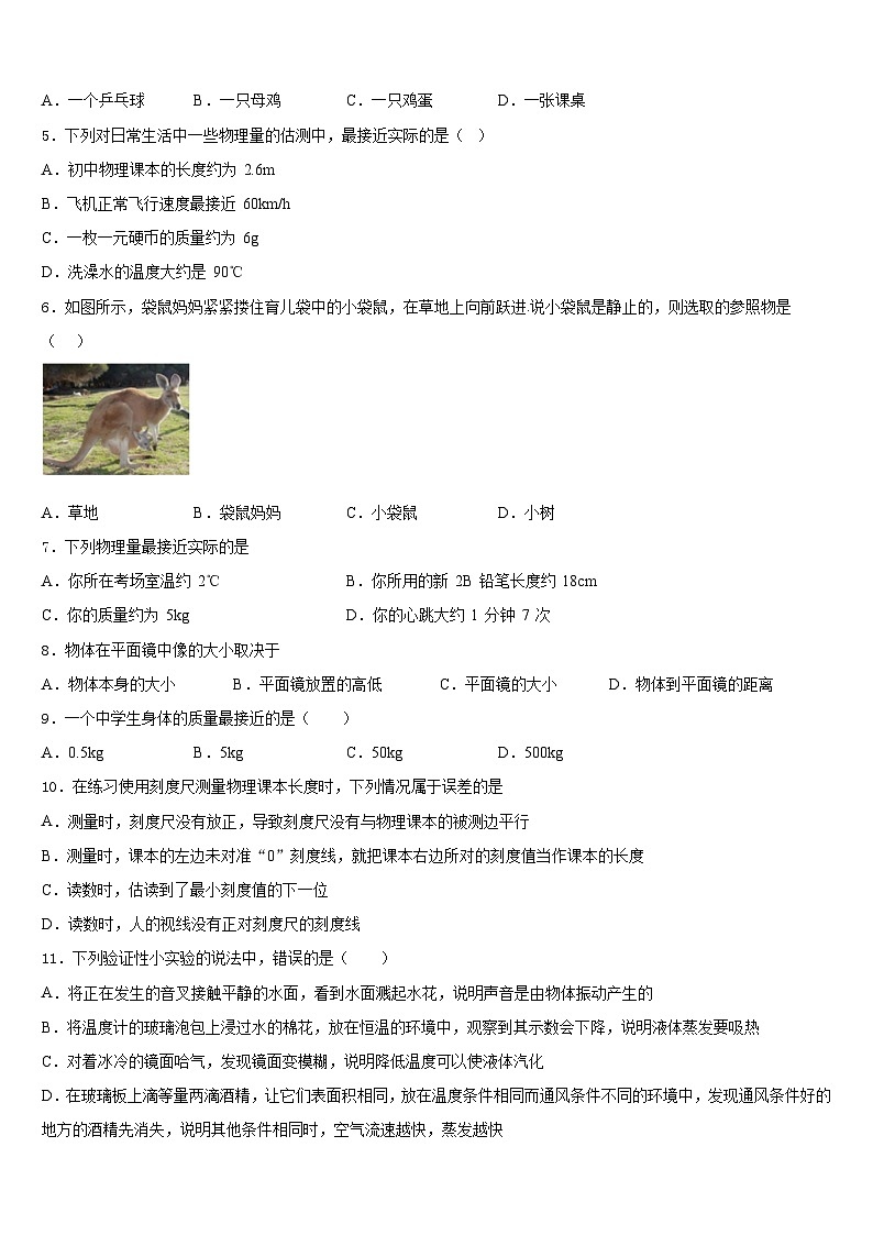 江苏省扬州教育院附属中学2023-2024学年八年级物理第一学期期末学业水平测试试题含答案第2页