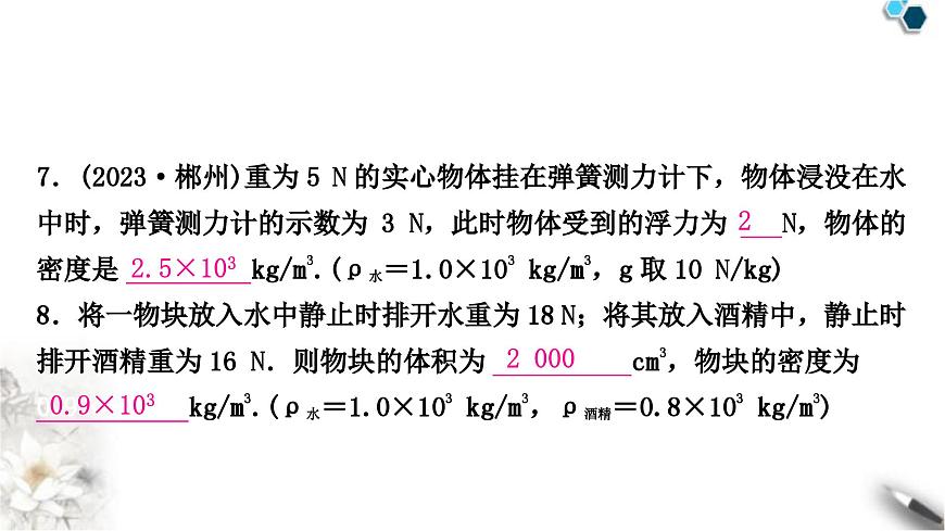 中考物理復(fù)習(xí)力學(xué)第10講浮力第1課時(shí)浮力阿基米德原理課件第8頁(yè)